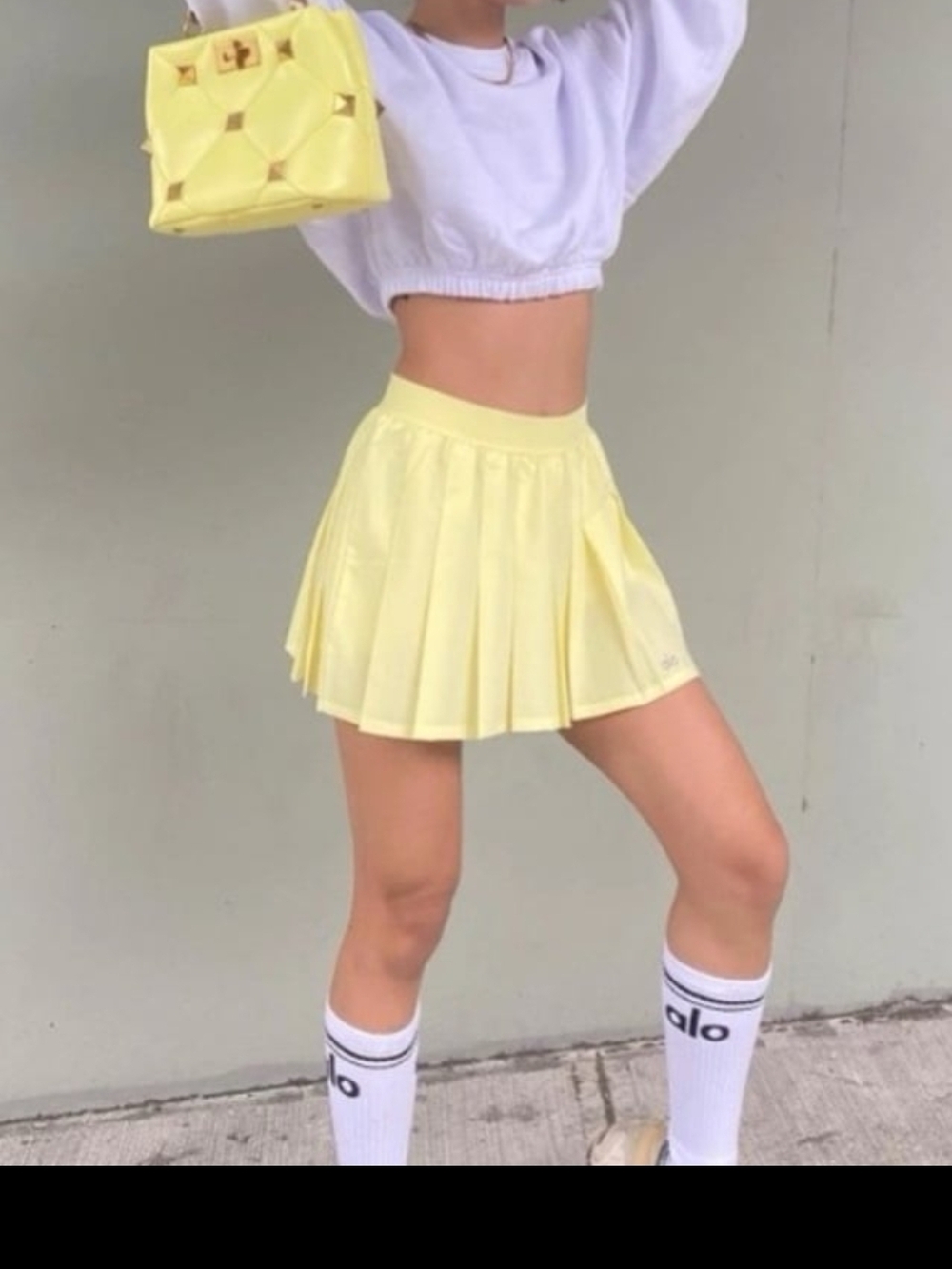 ALO Yoga Pleated Mini Skirt in Pale Yellow